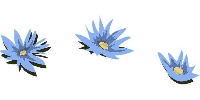 Blou Waterlelies Illustrasie Muurpapier