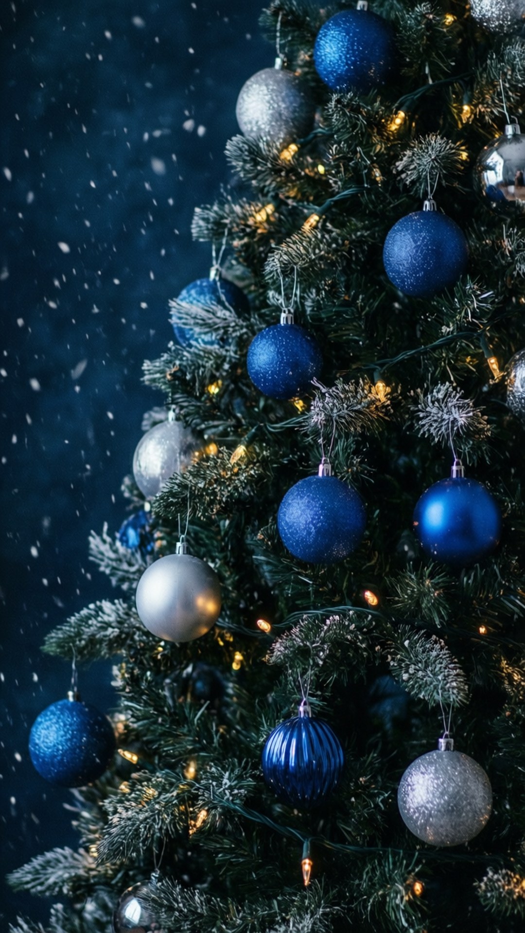 Blou Winter Nag Muurpapier