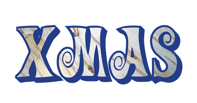 Blou X M A S Teks Ontwerp Muurpapier