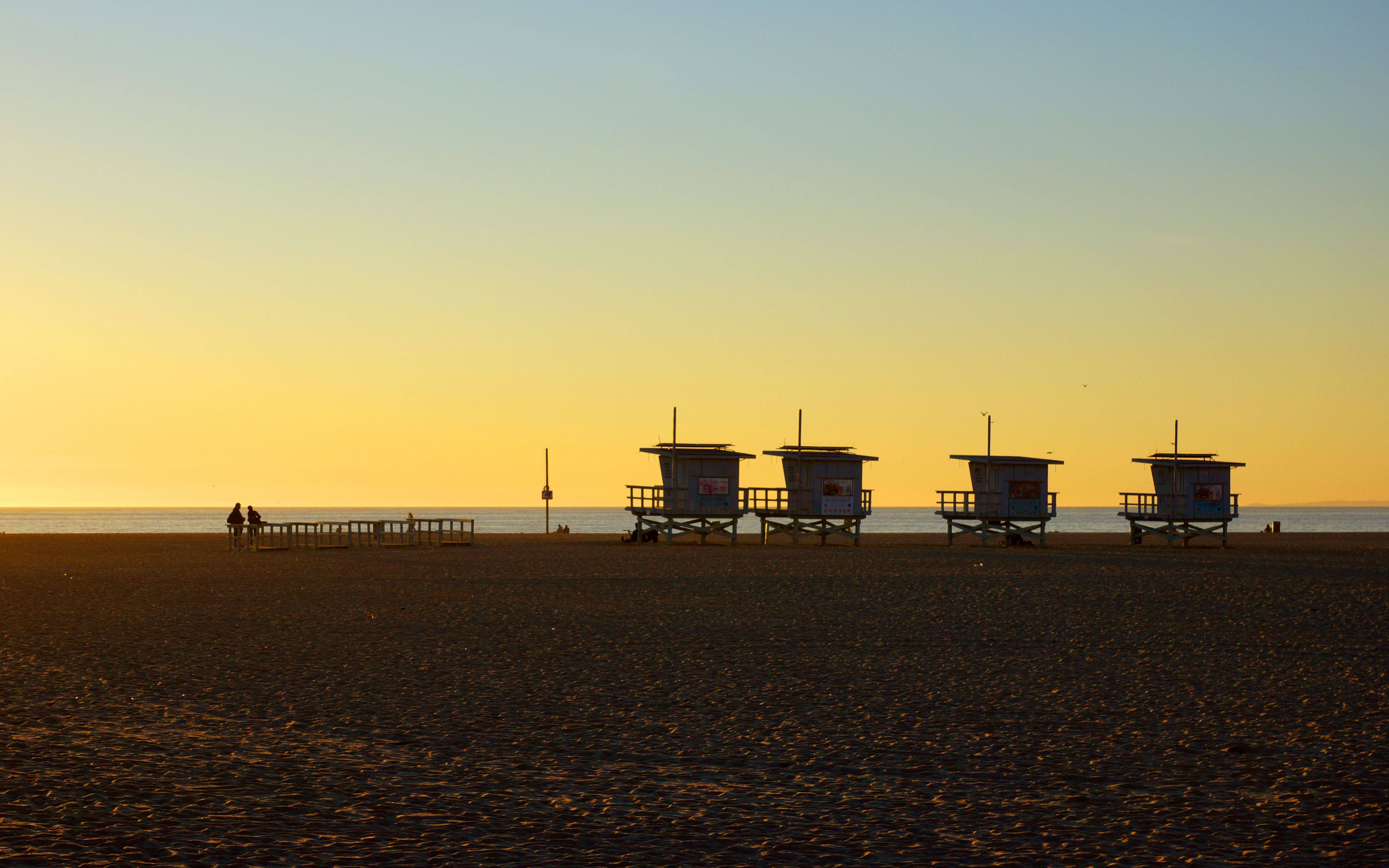 Blouerige Geel Los Angeles Sonsondergang Muurpapier