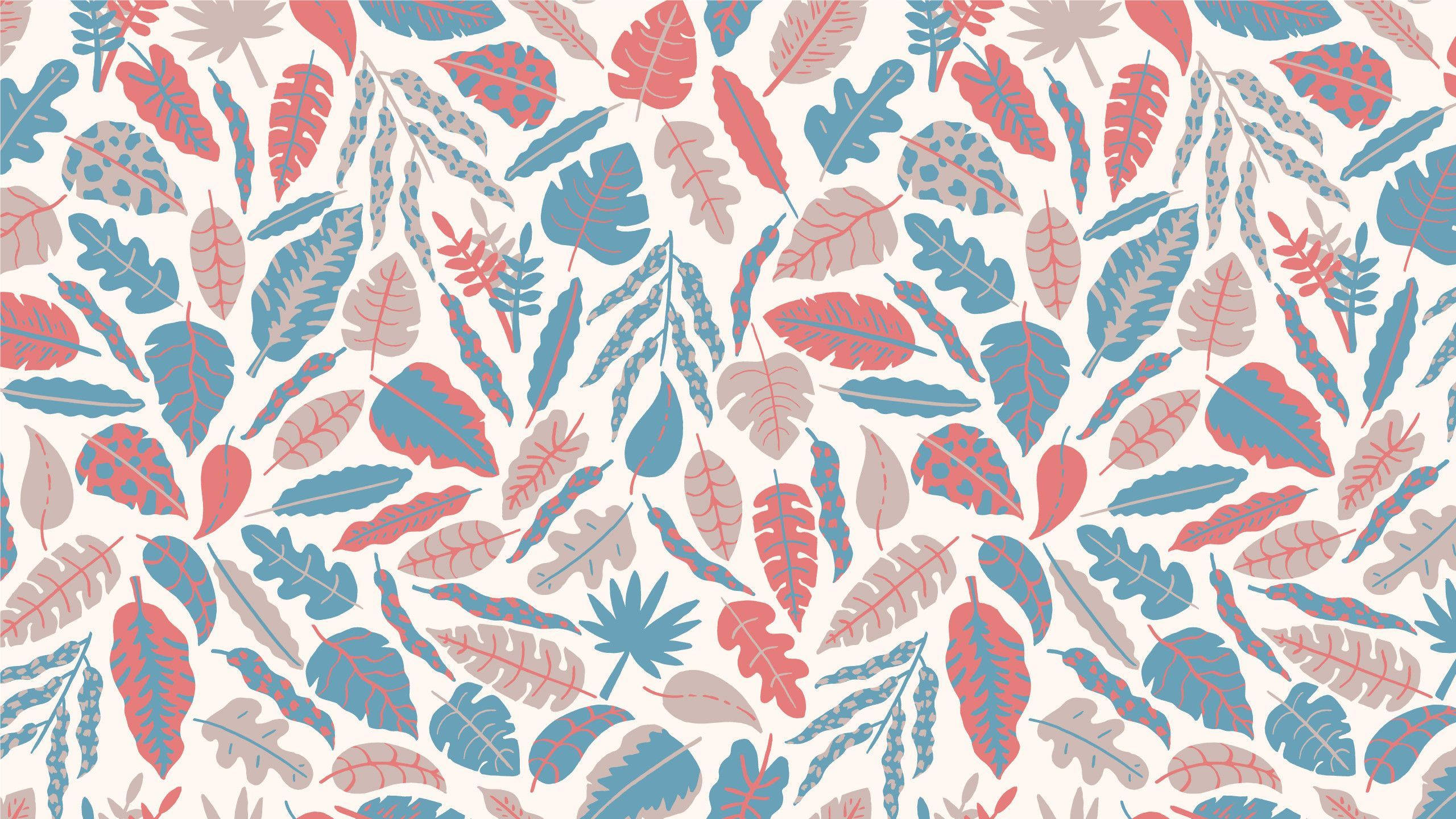 Boho-estetiek Pienk en Blou Blare Muurpapier