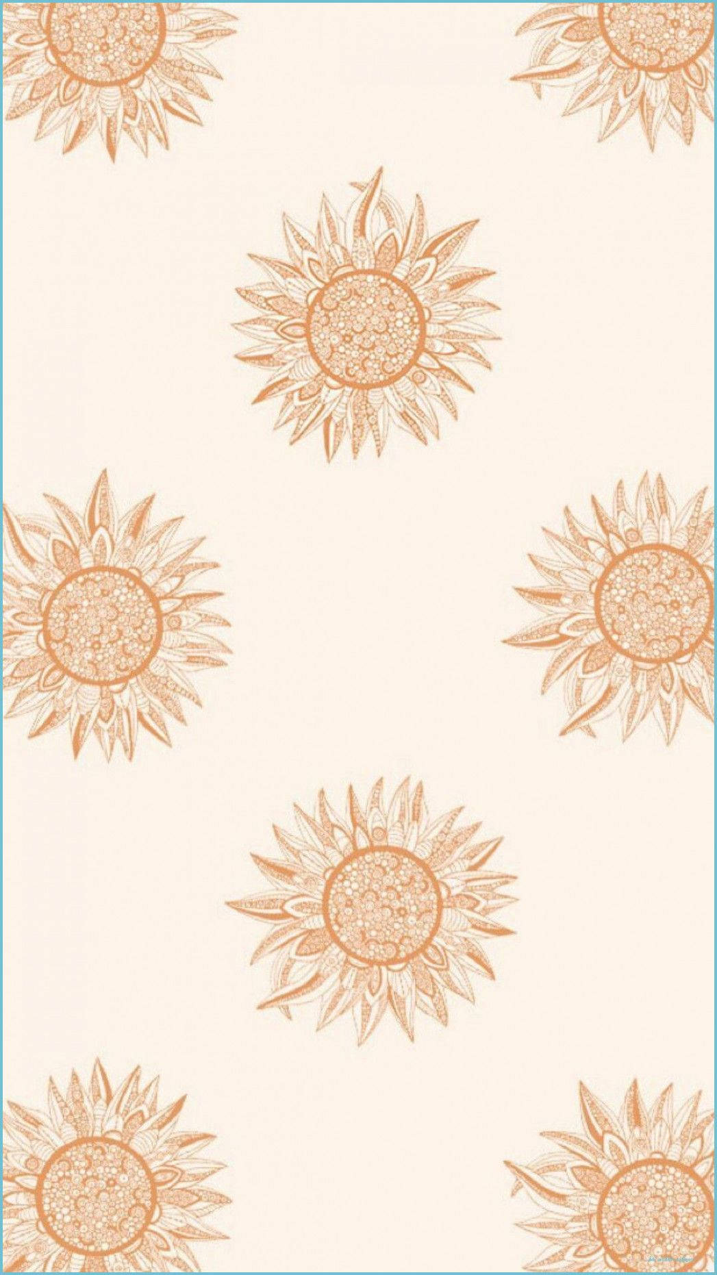 Boho-estetiese Beige Blompatroon Muurpapier