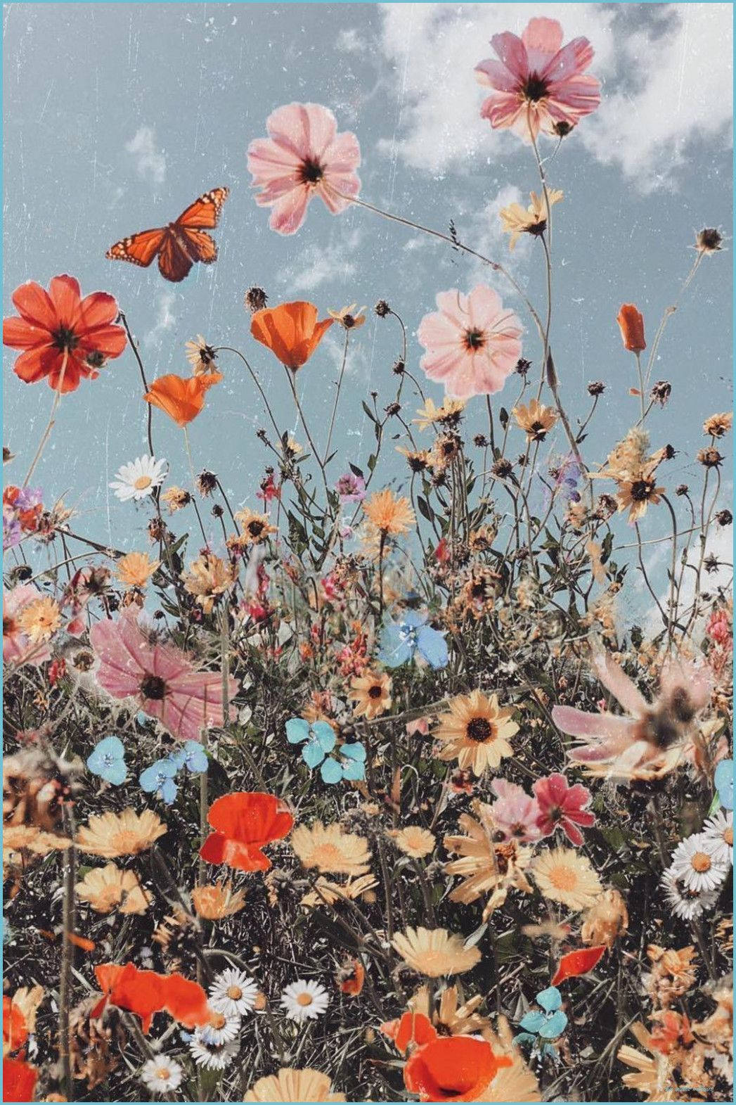 Boho Estetiese Blomme Muurpapier