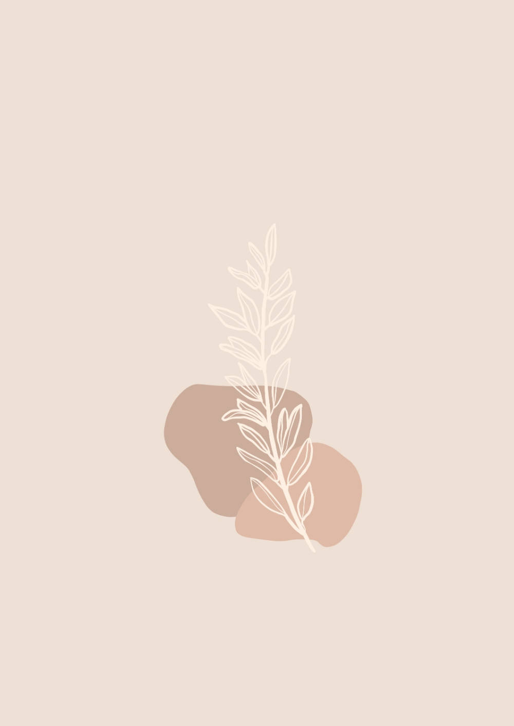 Boho Estetiese Minimalistiese Blaar-omtrek Muurpapier