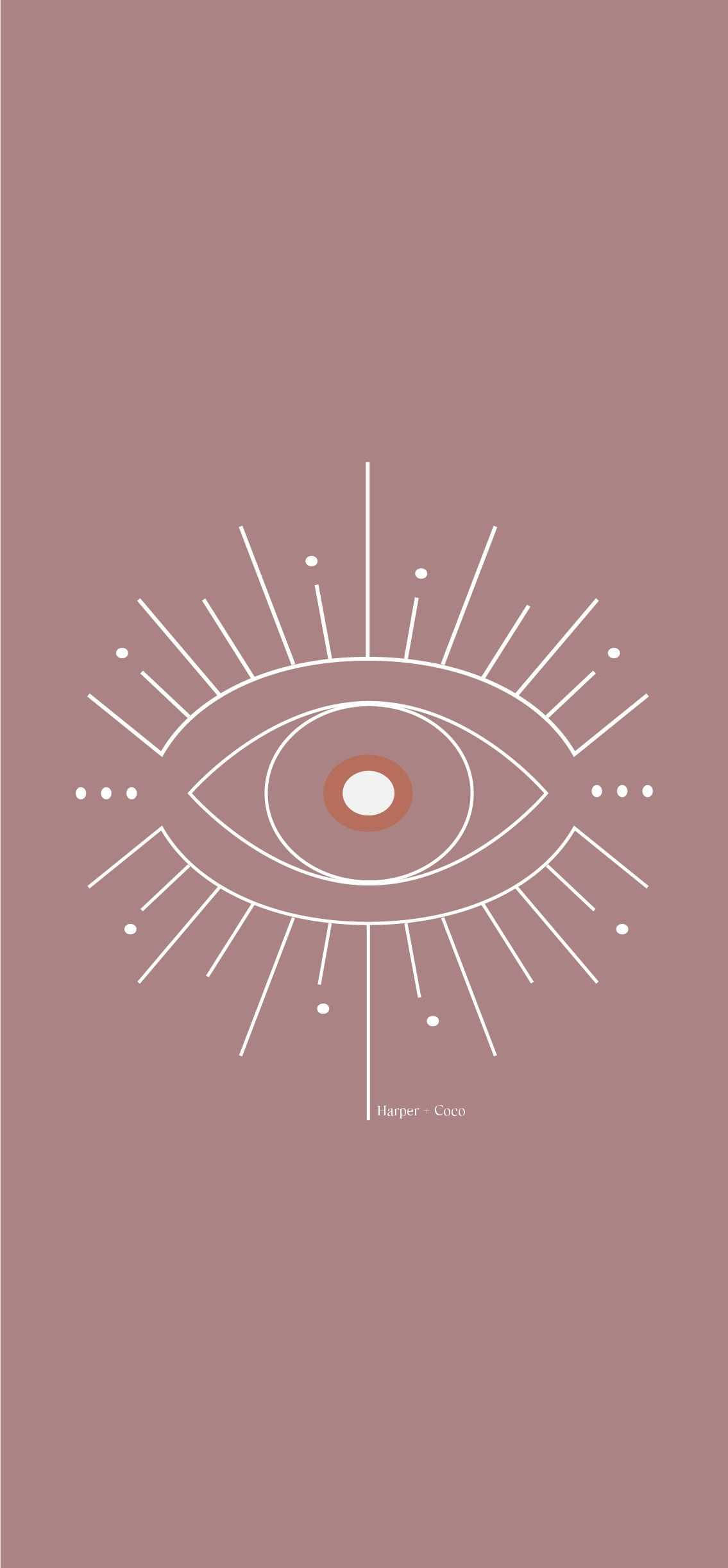 Boho Estetiese Oog Wit Omtrek Muurpapier