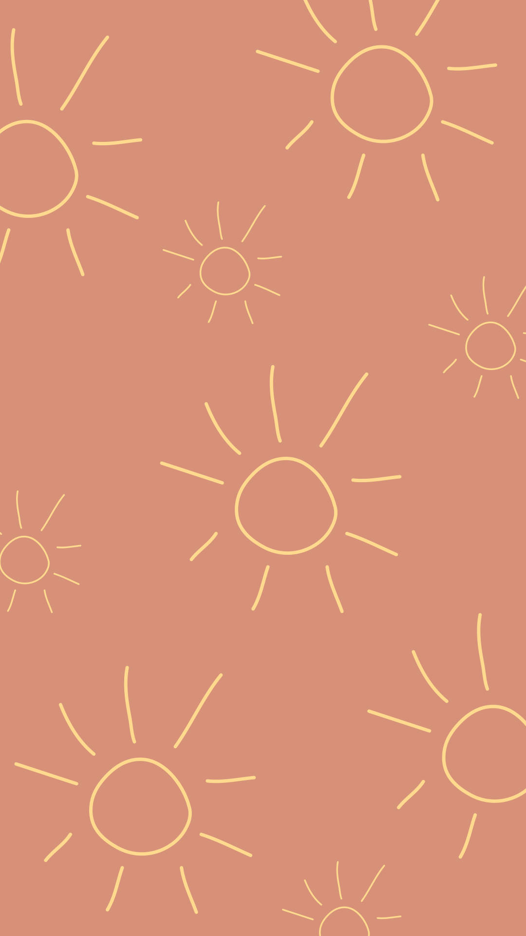 Boho Estetiese Son Omtrek Doodle Muurpapier