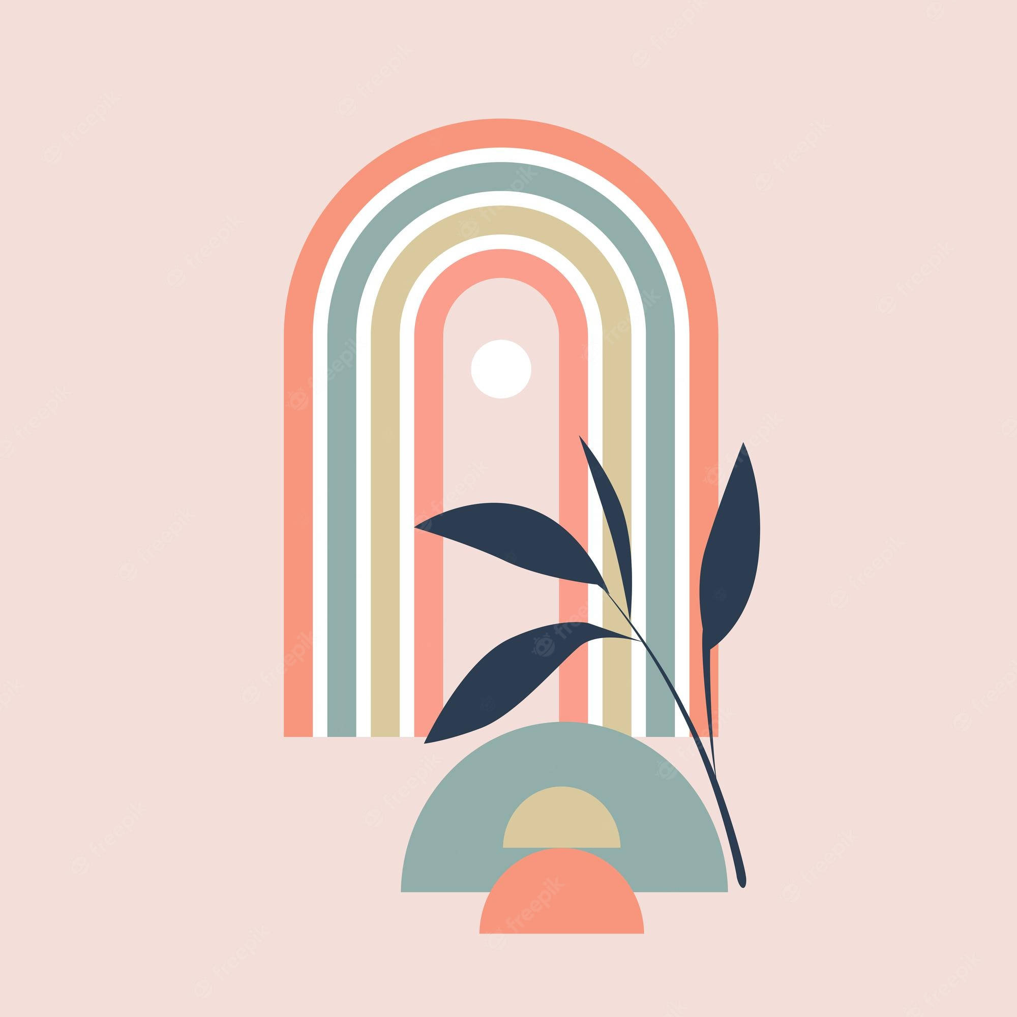Boho Reënboogblaar Muurpapier