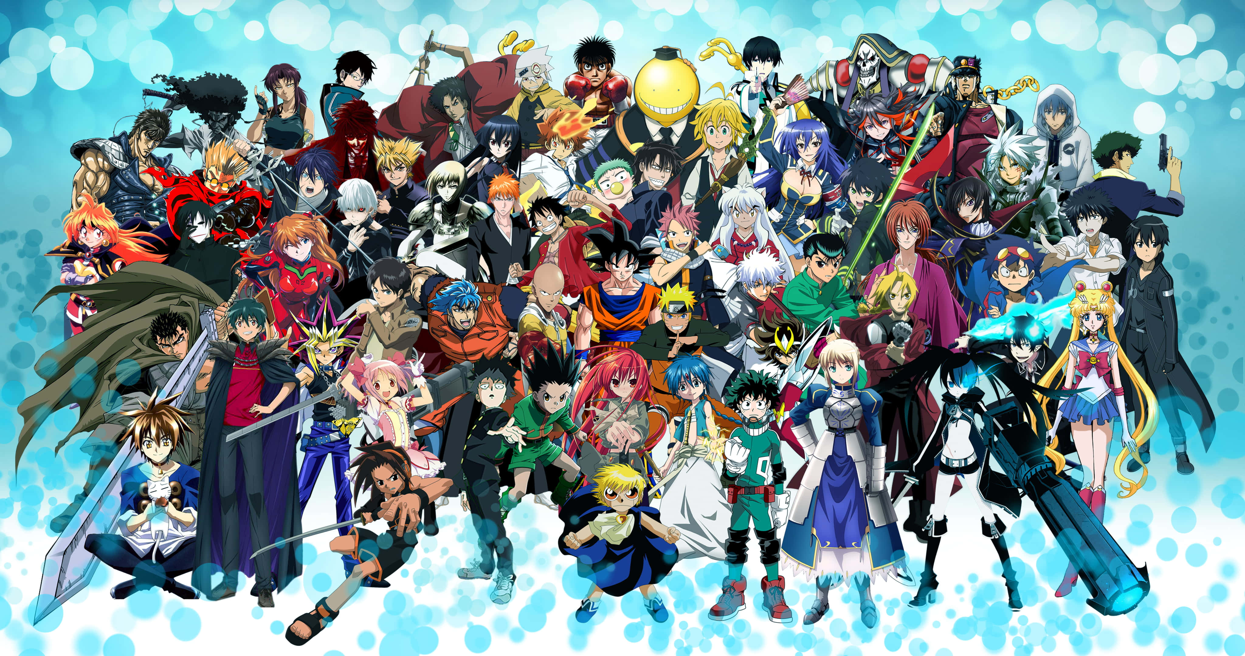 Bokeh-ontwerp teenoor alle anime-karakters HD Muurpapier