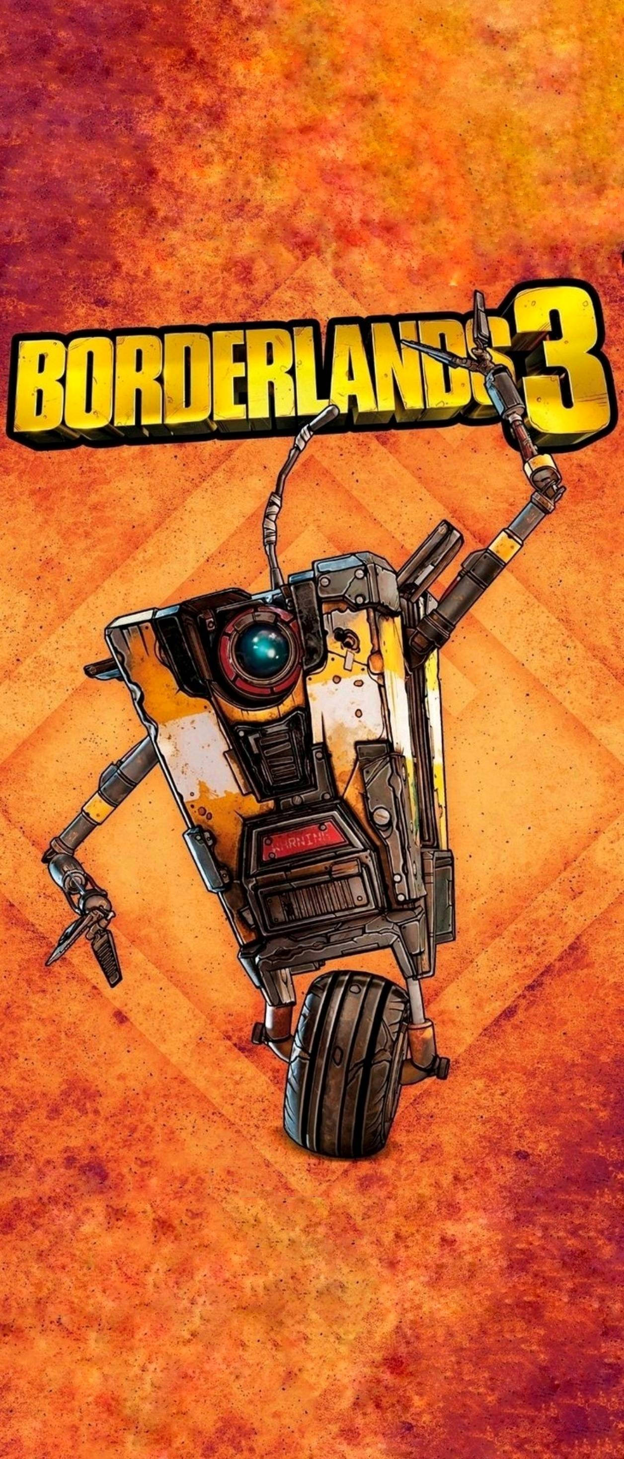 Borderlands iPhone Claptrap Oranje Estetika Muurpapier