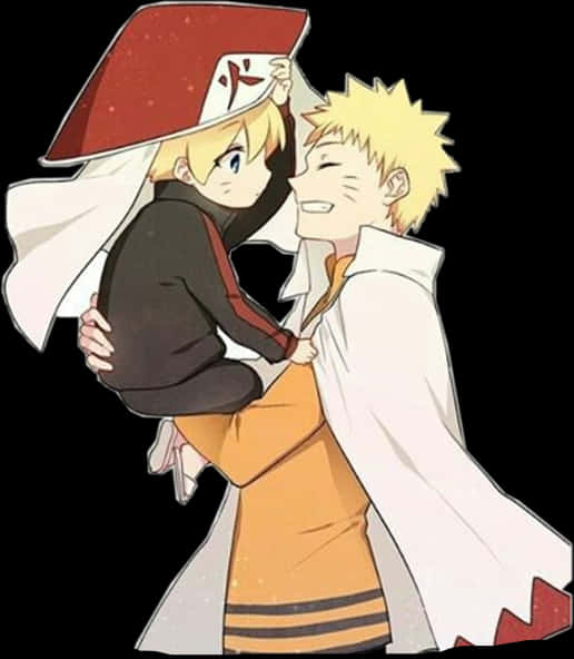Boruto en Naruto Vader Seun Band Muurpapier