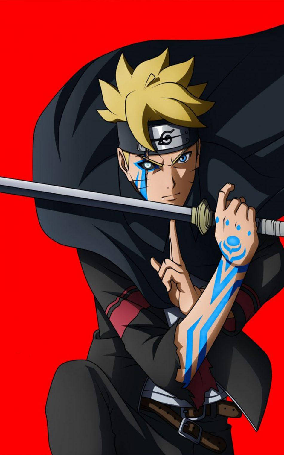 Boruto Rooi Agtergrond Naruto Foon Muurpapier