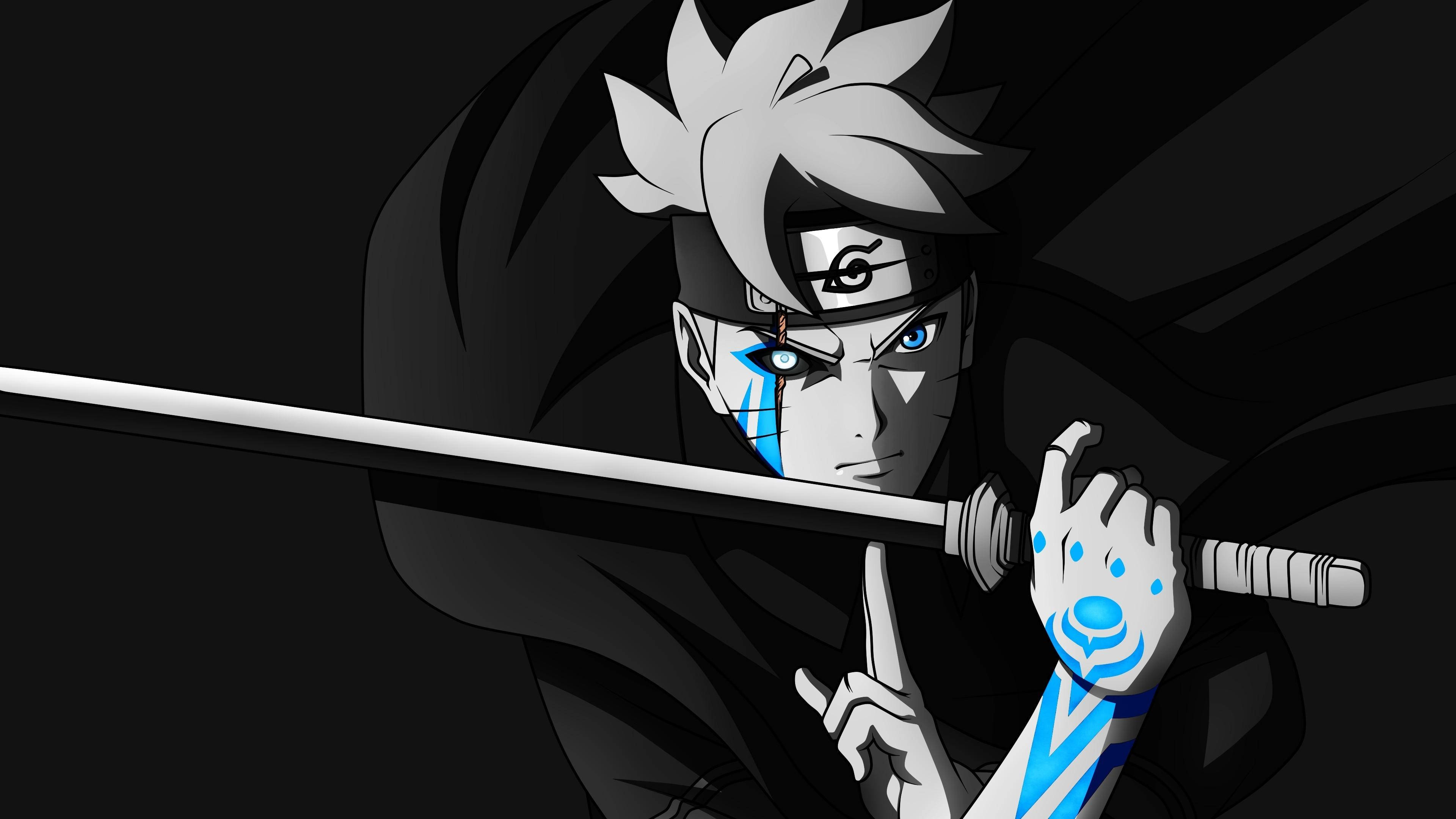 Boruto Swart Anime Muurpapier