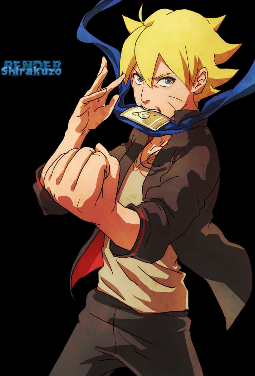 Boruto Uzumaki Anime-kunswerk Muurpapier