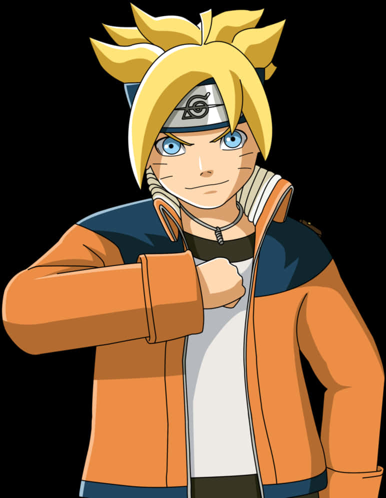 Boruto Uzumaki Selfversekerde Houding Muurpapier