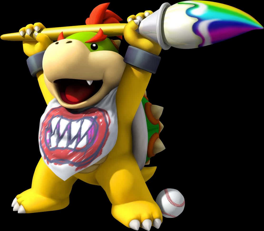 Bowser_ Baseball_ Woede Muurpapier