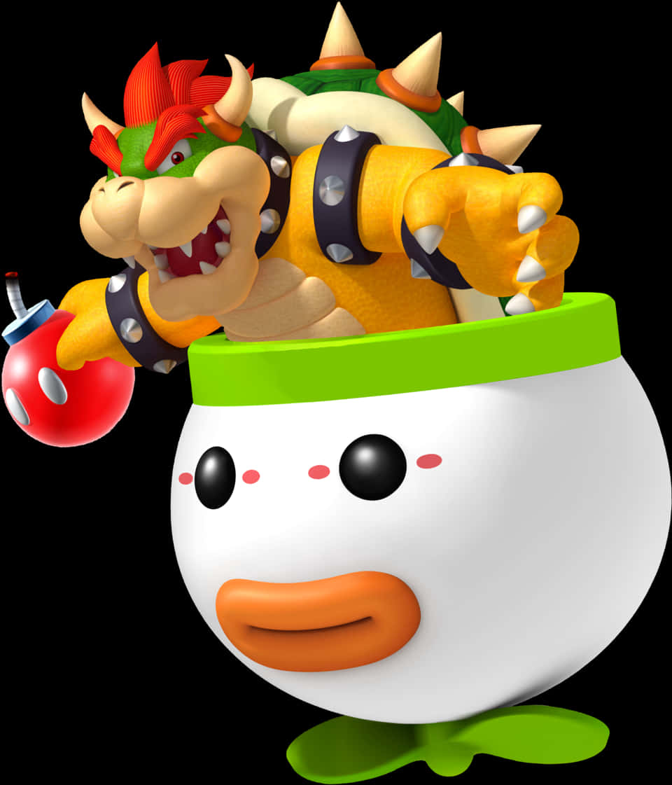 Bowser in Clownkar-illustrasie Muurpapier