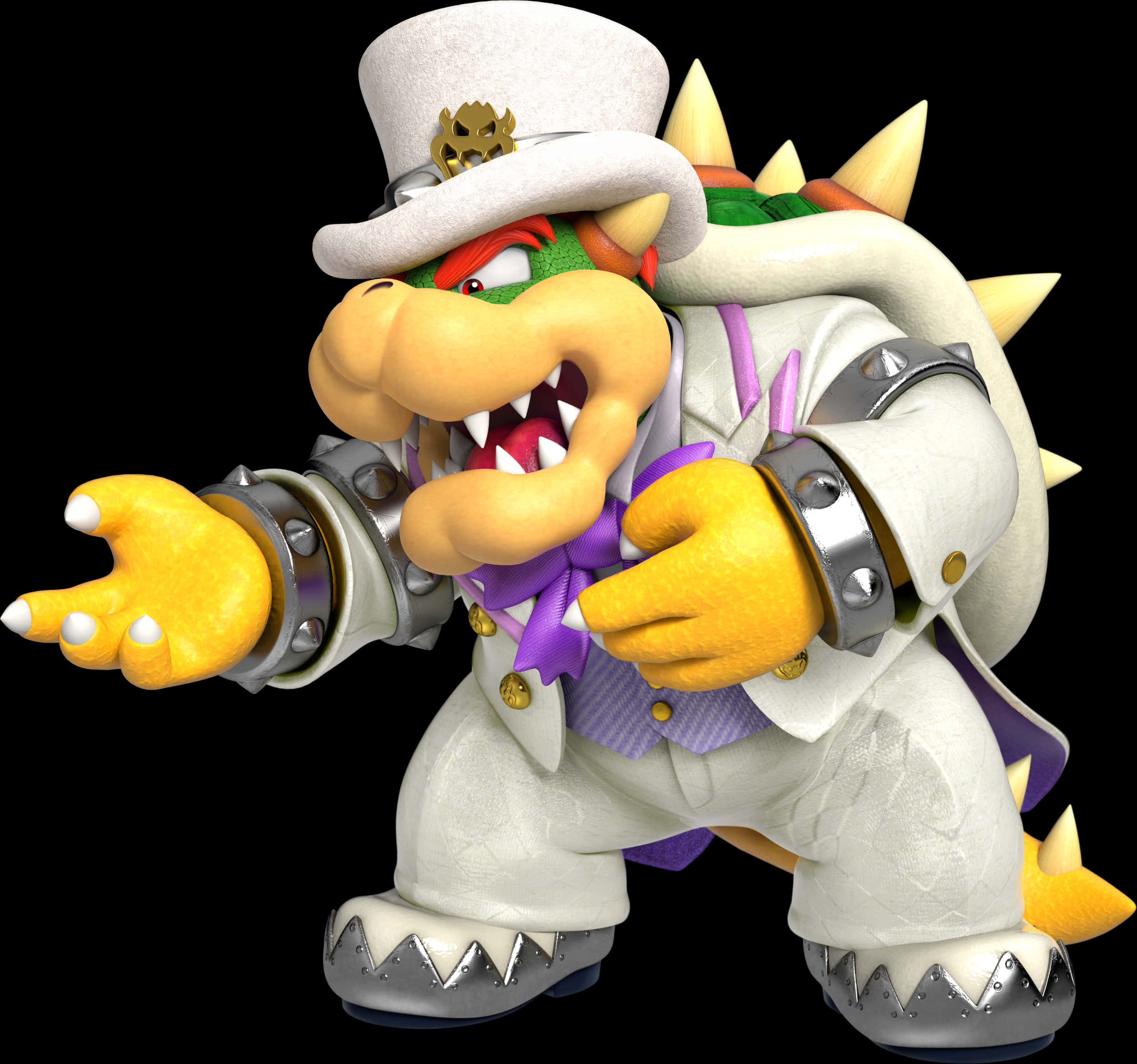 Bowser in Wit Pak 3D-rendering Muurpapier