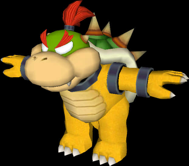 Bowser Klassieke 3D Weergawe Muurpapier