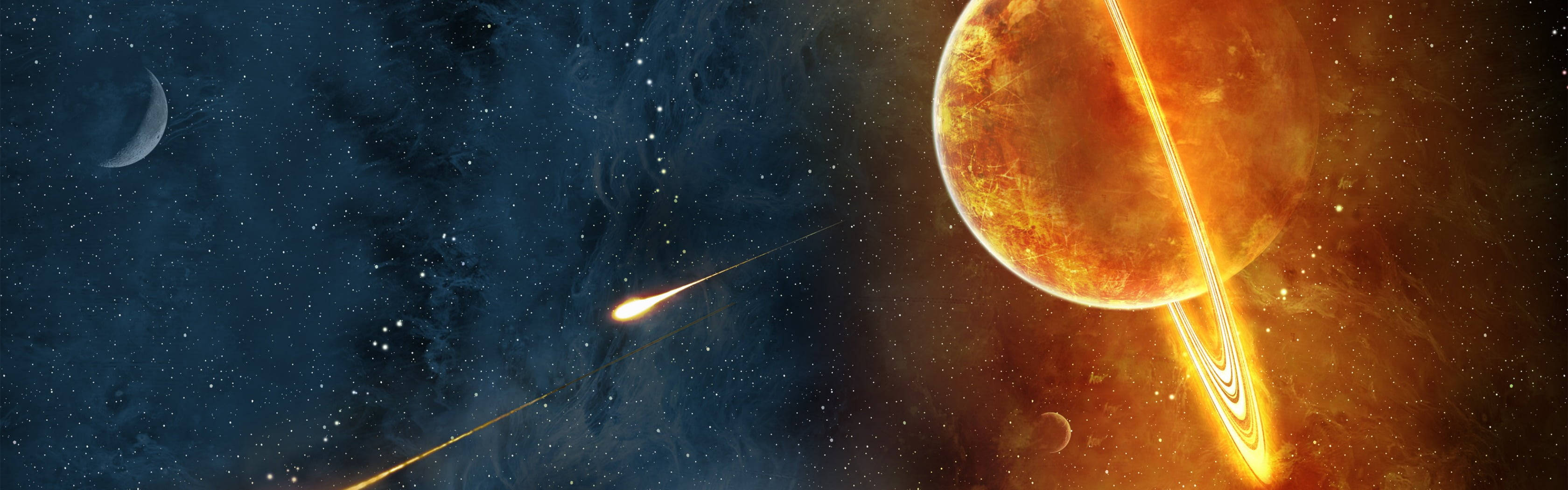 Brandende Saturnus 4K Muurpapier