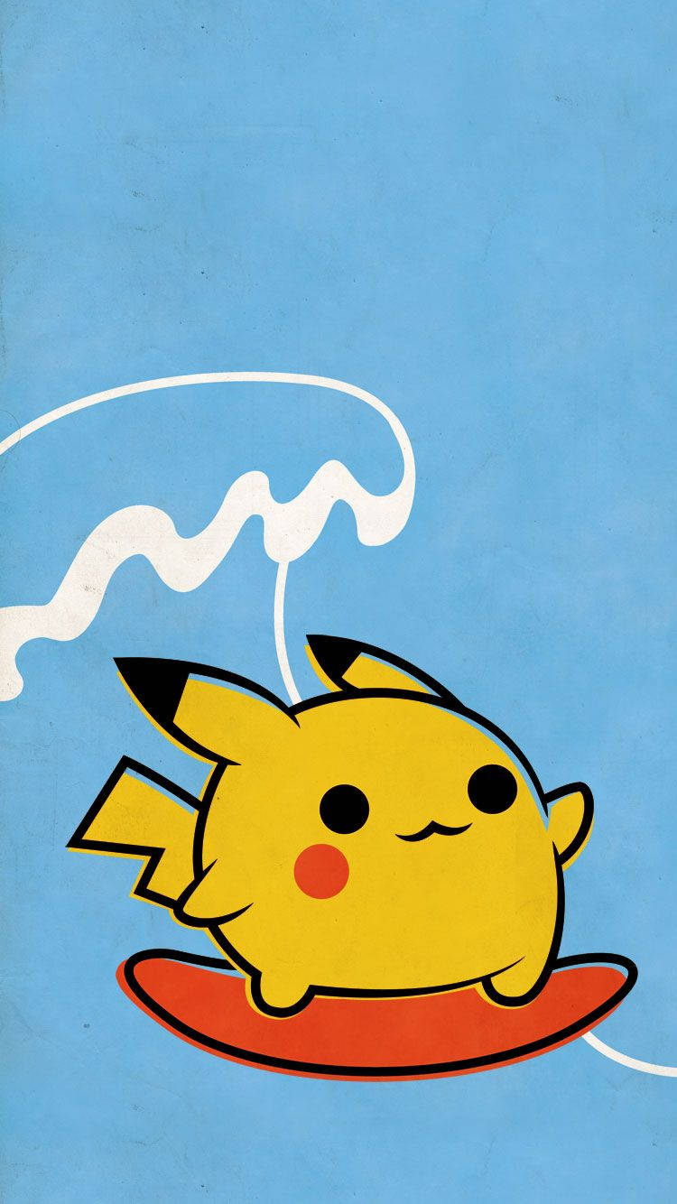Behangpapier van Pikachu wat branderplankry met rooi branderplank.