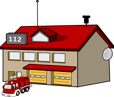 Brandweerstasie 112 Spotprent Muurpapier