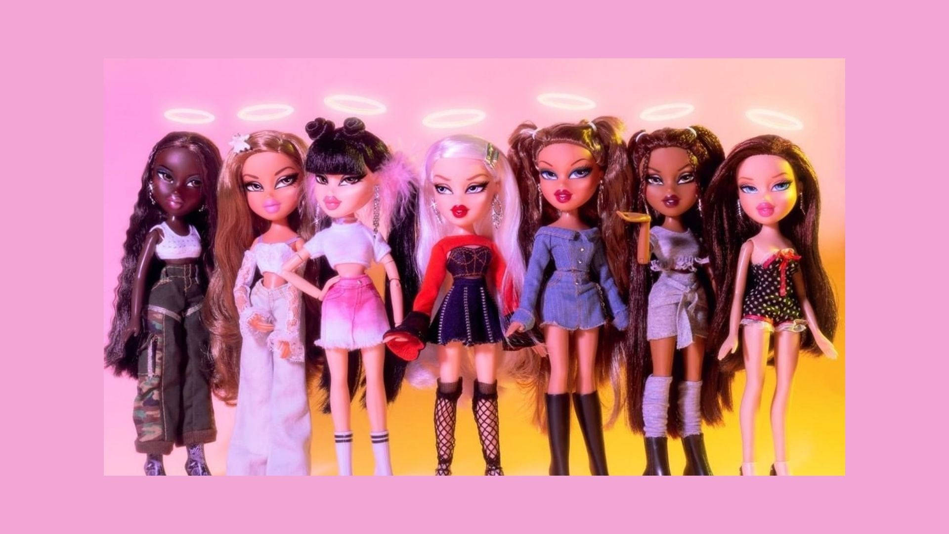 Bratz Aesthetic-poppe wat hul Halo-styl omhels Muurpapier
