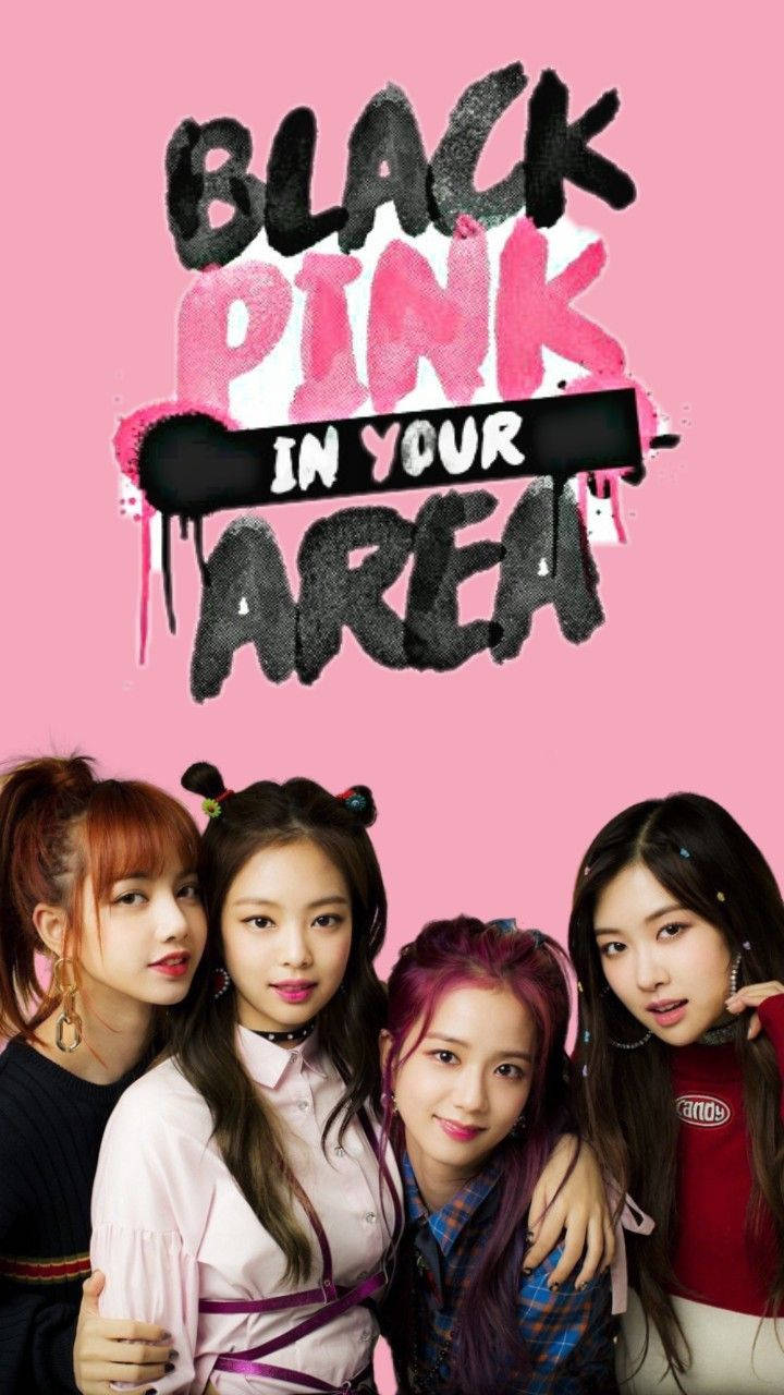 Blackpink agtergrond van lede met graffiti-styl Blackpink In Your Area teks