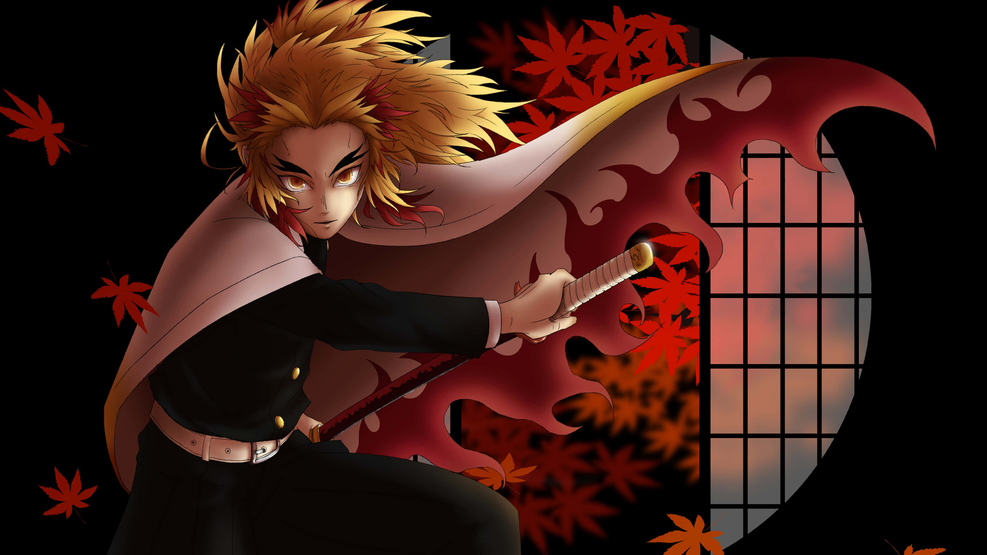 Bring die stryd na die demone met die Demon Slayer 4K Grafika Muurpapier