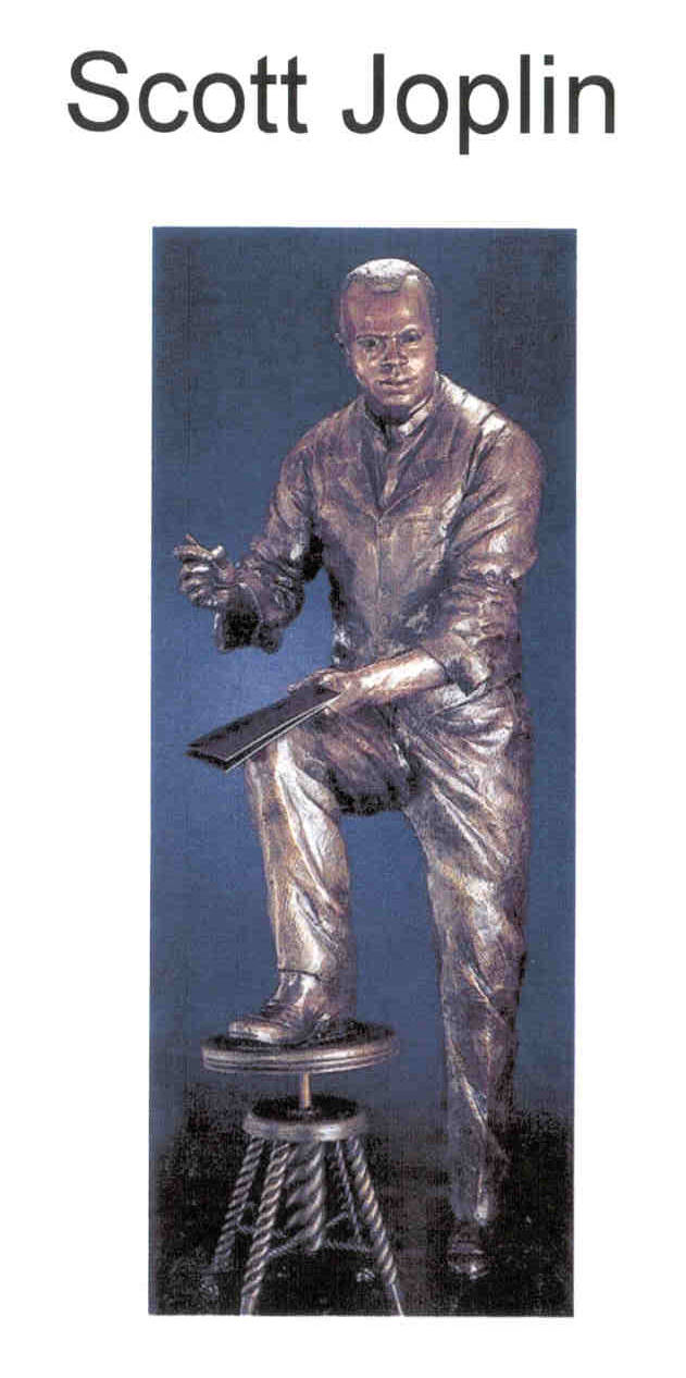 "Bronsbeeld van Scott Joplin, die Koning van Ragtime" Muurpapier