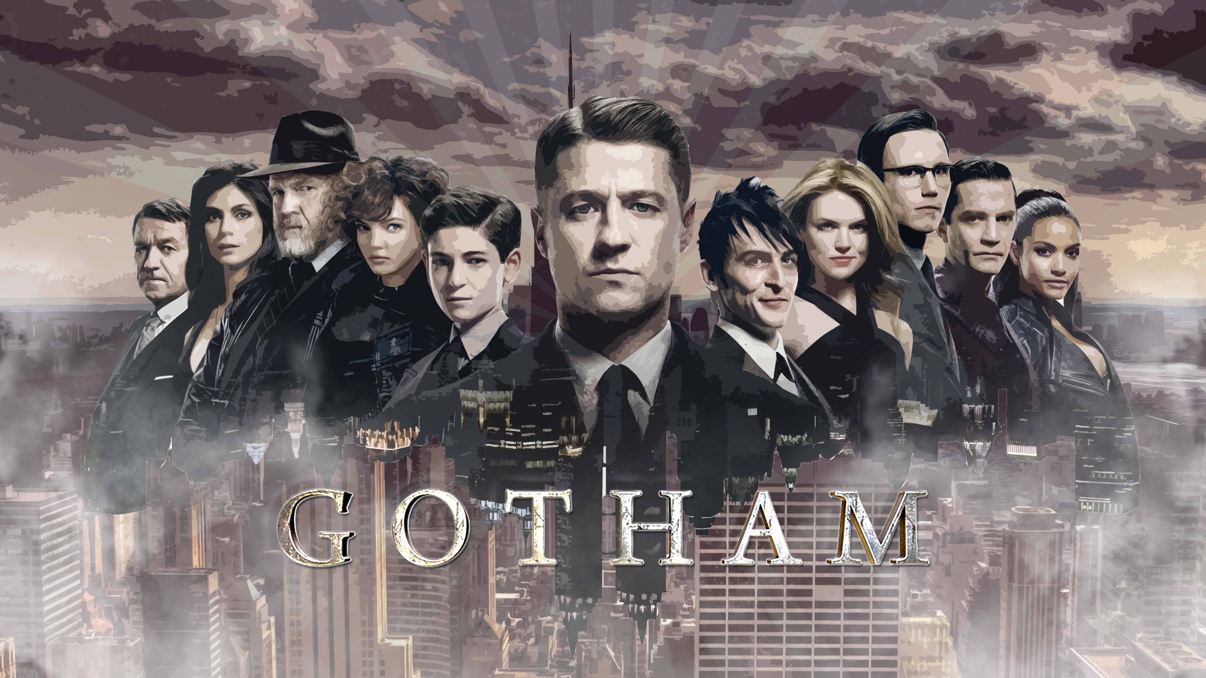 Bruin Estetiese 4K Gotham Ensemble Muurpapier