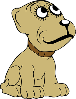 Bruin Hond Sit Tekenprent Muurpapier