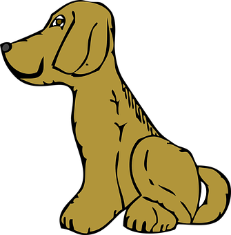 Bruin Hond wat Sit - Spotprent Muurpapier