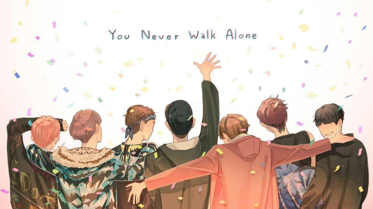 BTS Anime You Never Walk Alone Skootrekenaar Muurpapier