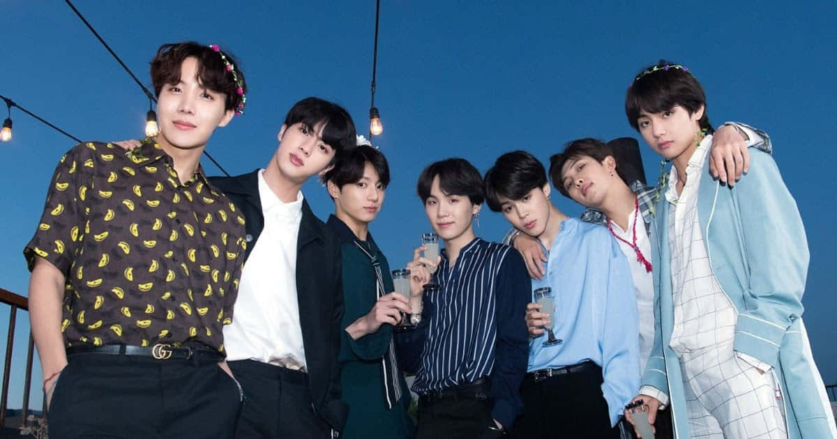 BTS Blou Nagfoto Muurpapier