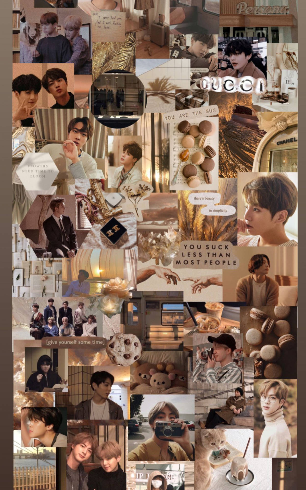 BTS Estetiese Bruin Kuns Muurpapier