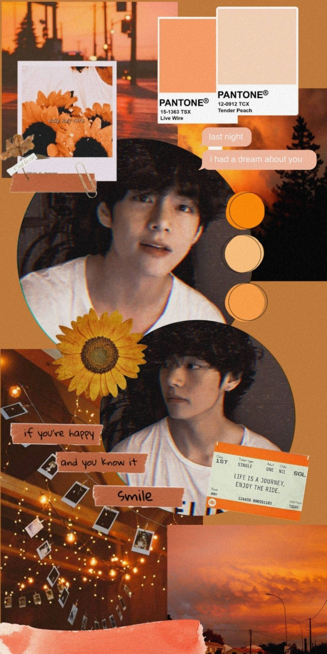 BTS Estetiese Kim Taehyung Collage Muurpapier