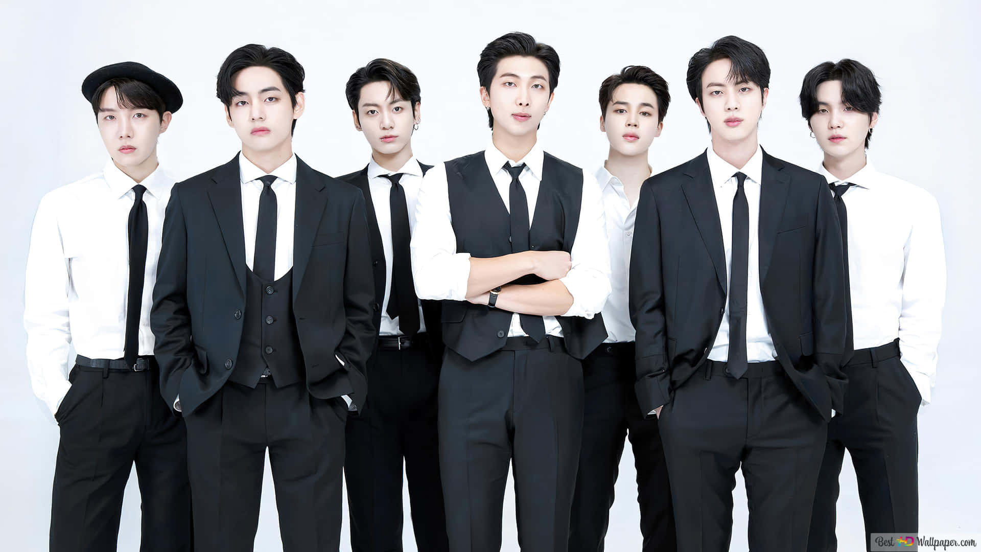 BTS Fotoshoot Swart en Wit Formeel — Kpop GIF Muurpapier
