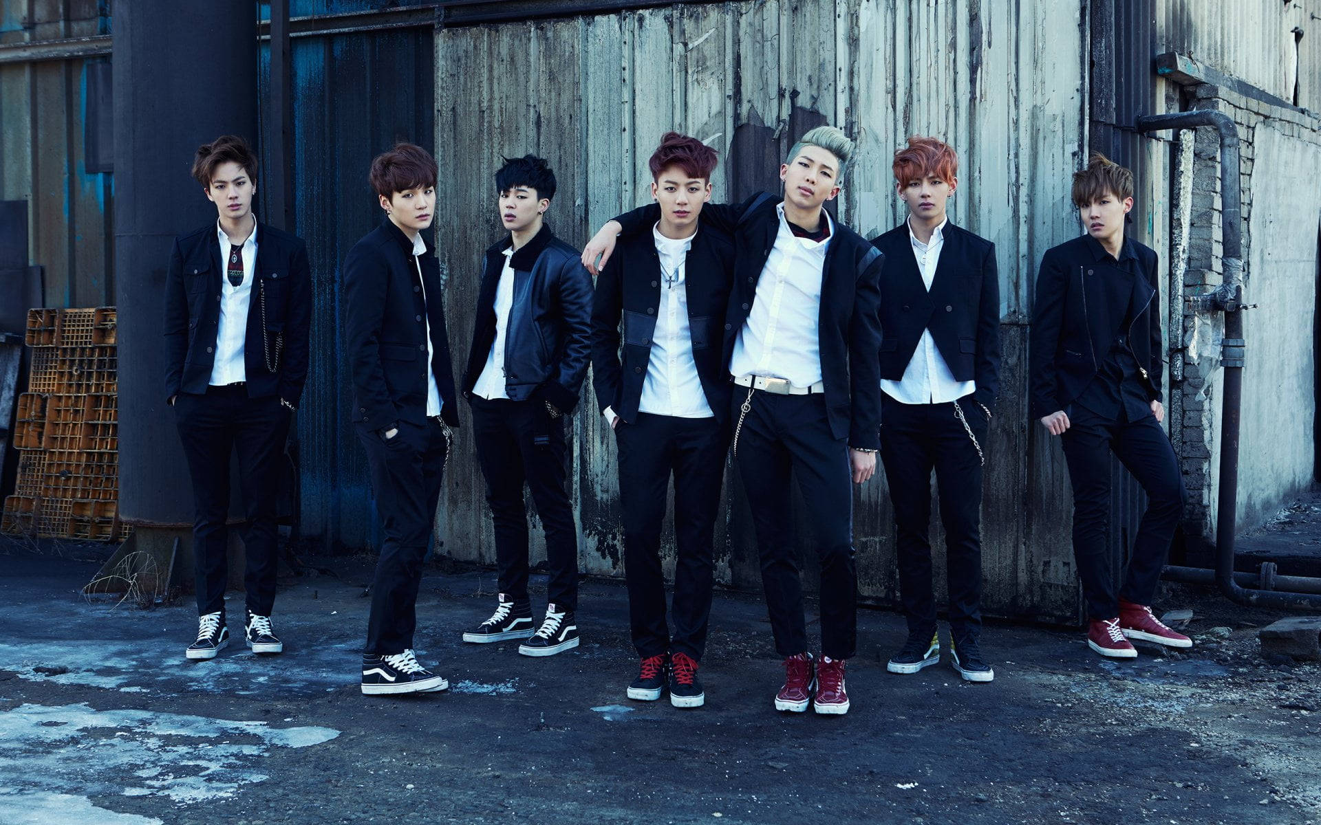 BTS Groepsfoto Skool Luv Affair Muurpapier