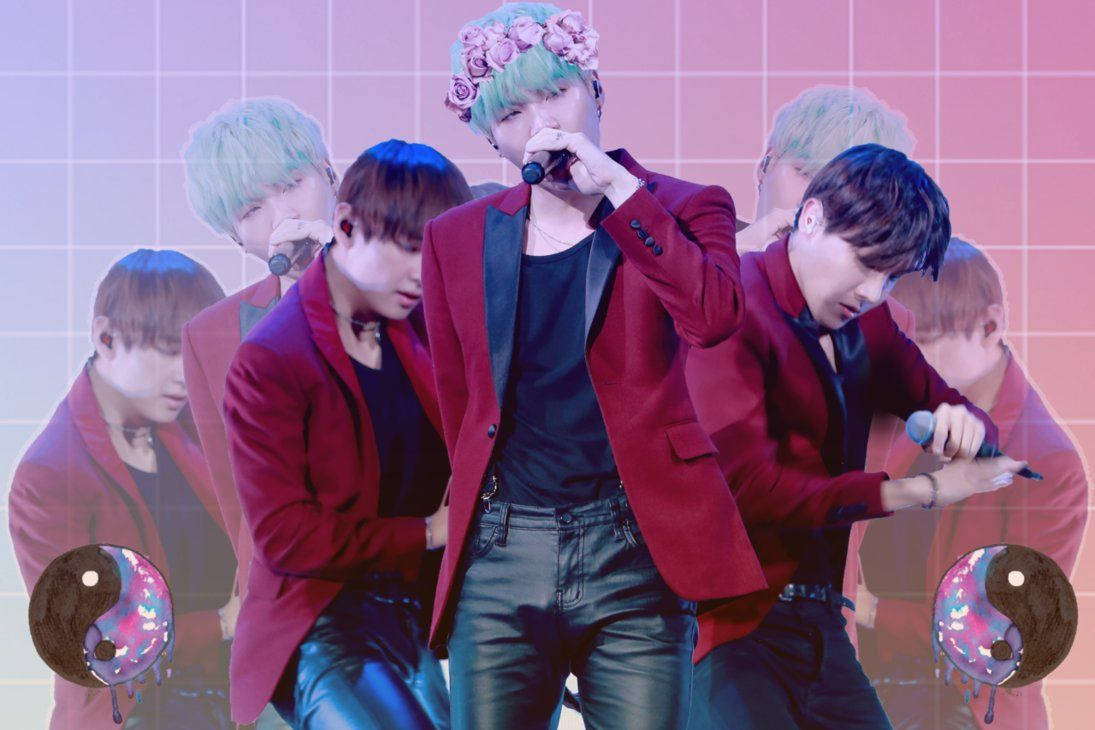 Wonderlike BTS fan kuns in pienk muurpapier.