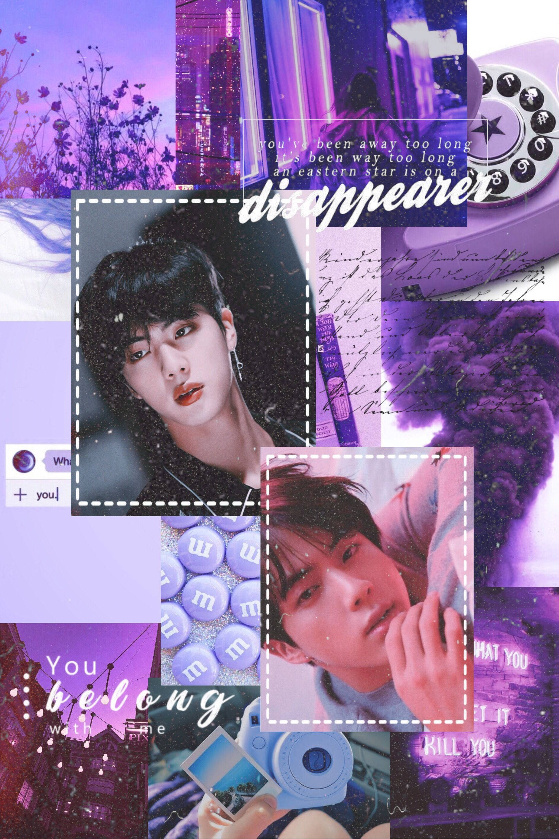 BTS Jin Estetiese Pers Collage Muurpapier