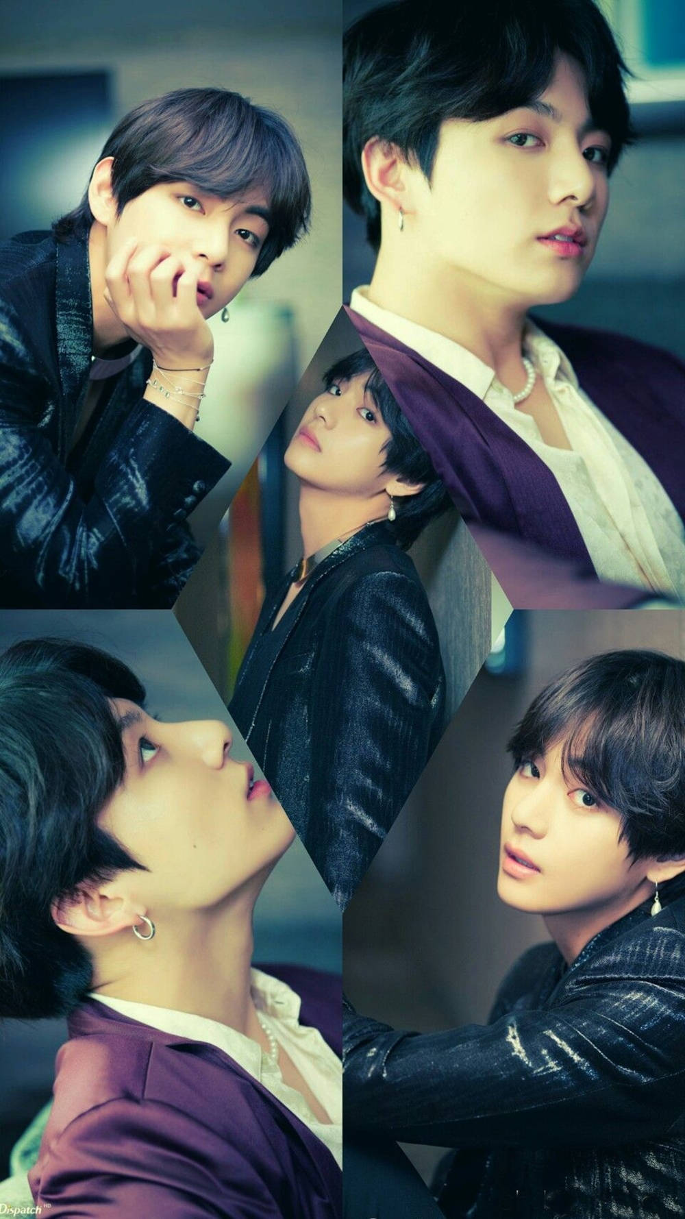 BTS JK en V Collage Kuns Muurpapier