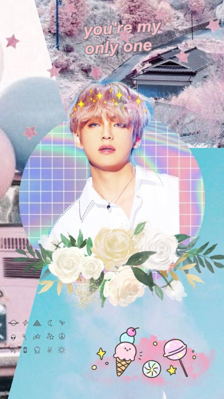 BTS-lid V Pastelkleure Estetika Muurpapier