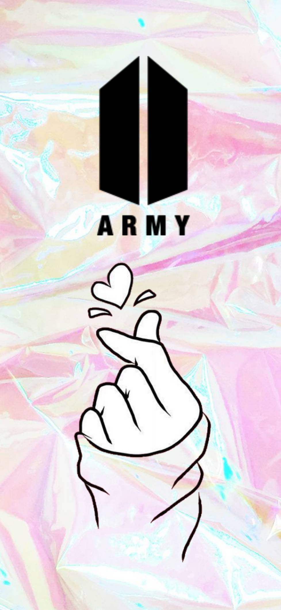 BTS Logo Vingerhart Muurpapier