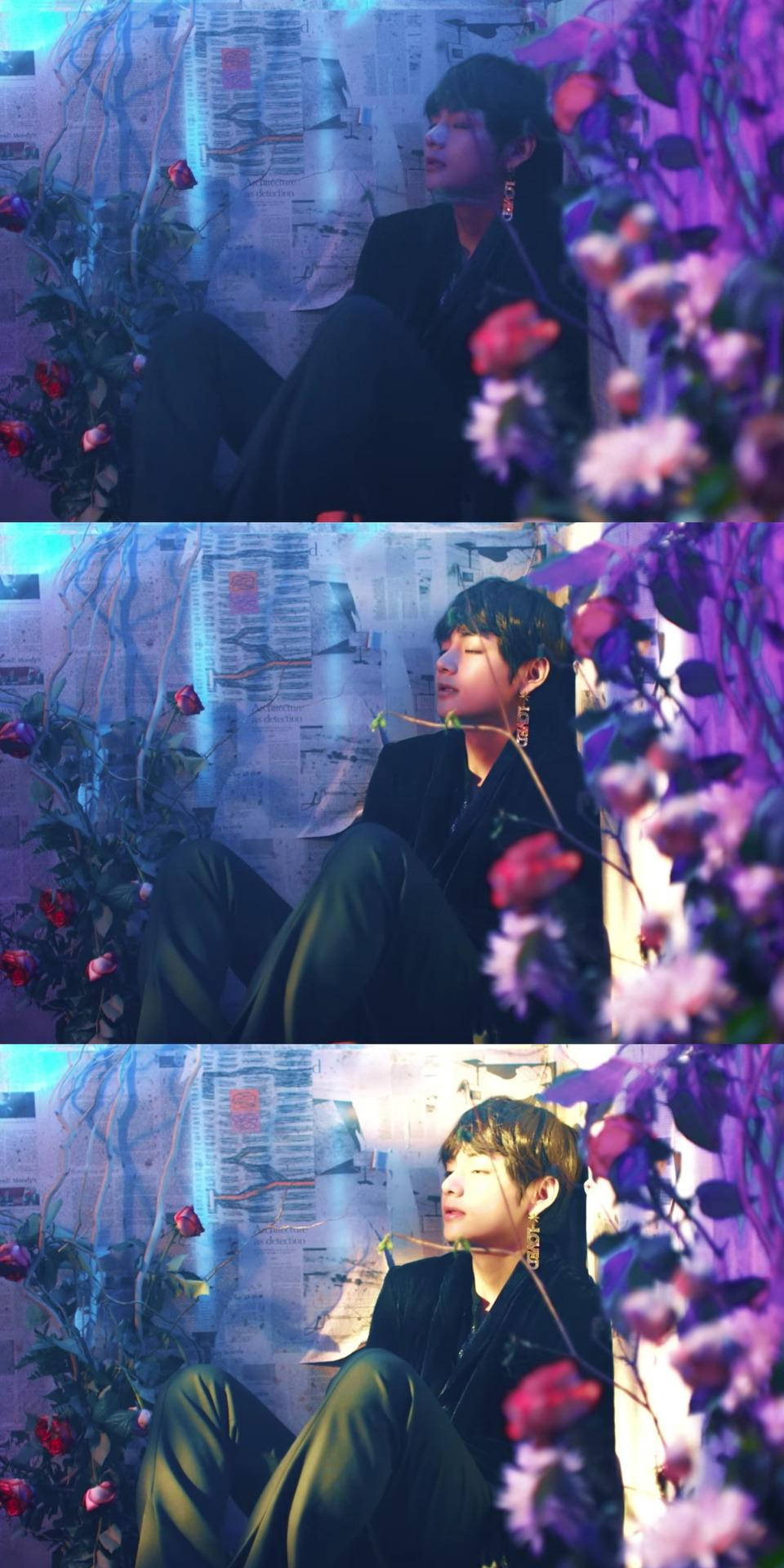 BTS V Blommige Muur Estetika Muurpapier