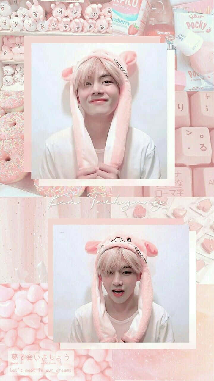 BTS V pos vir die kamera Muurpapier