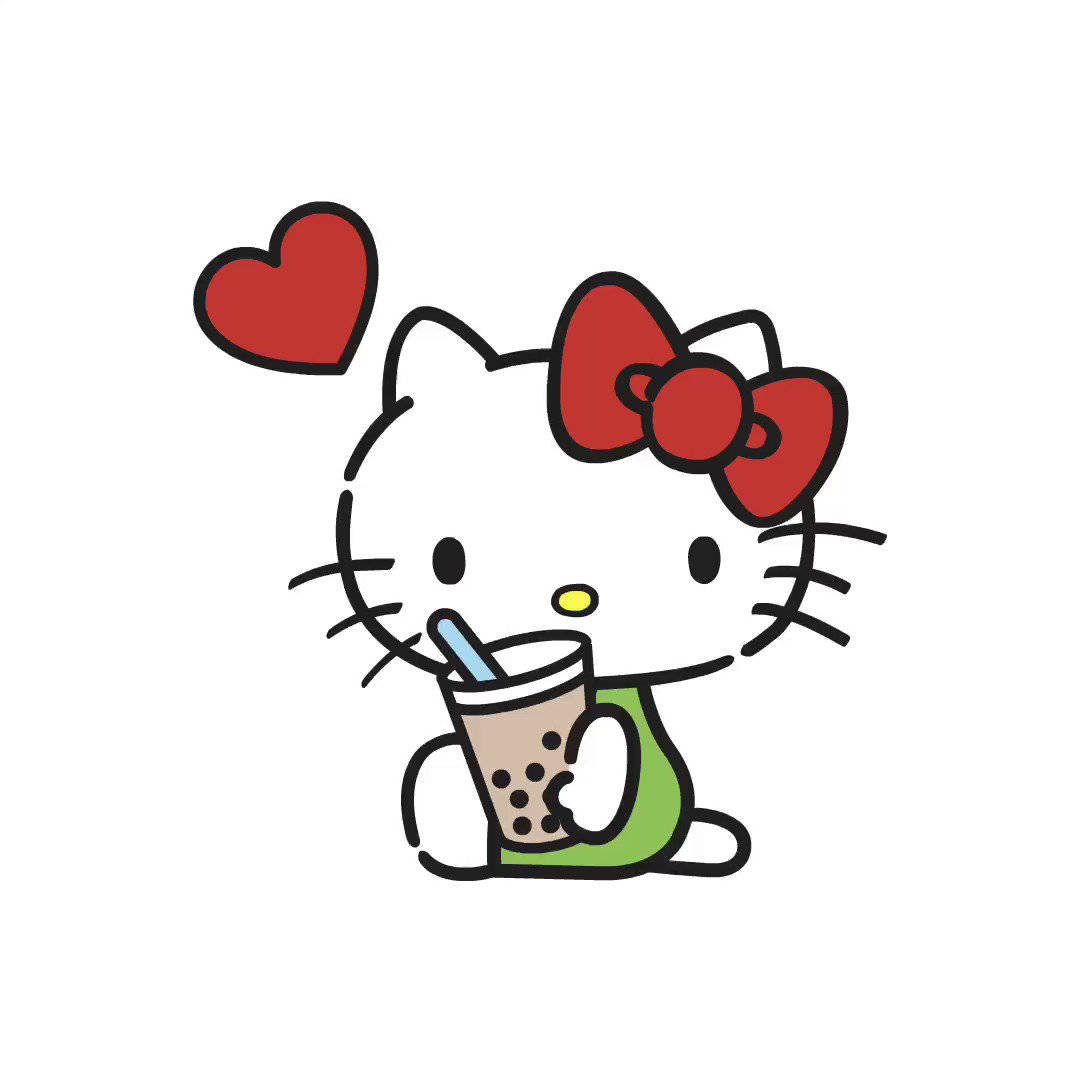 Bubble-melktee Hello Kitty PFP Muurpapier