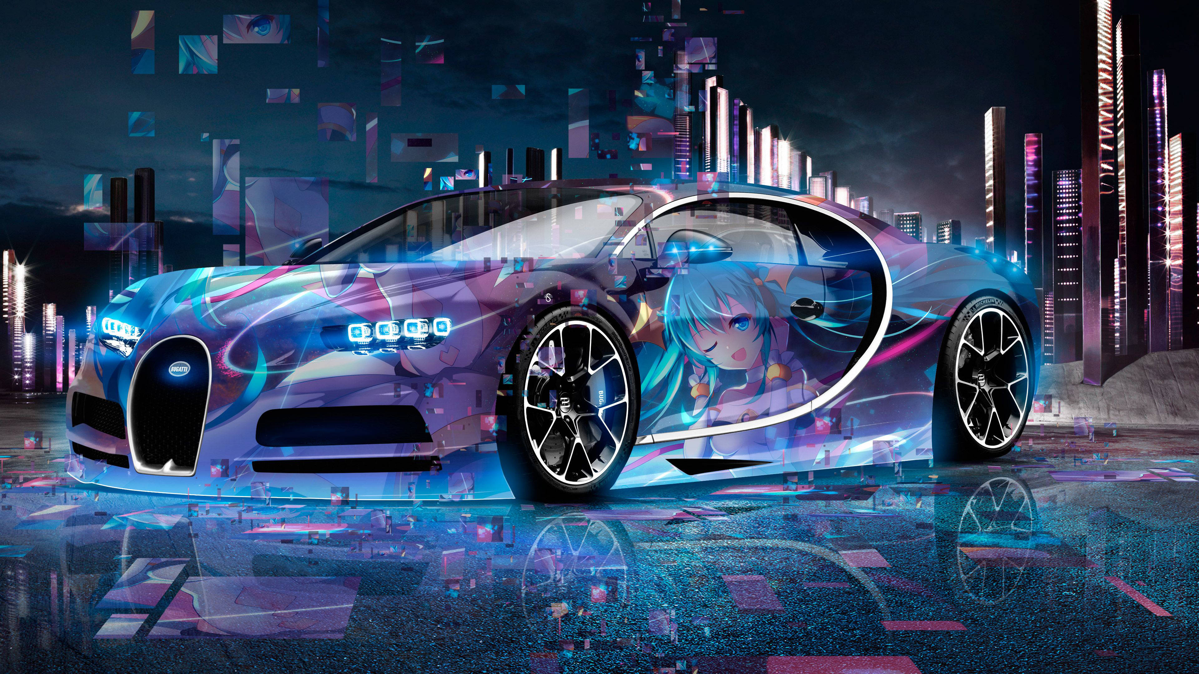 Bugatti Chiron Anime-motor Muurpapier