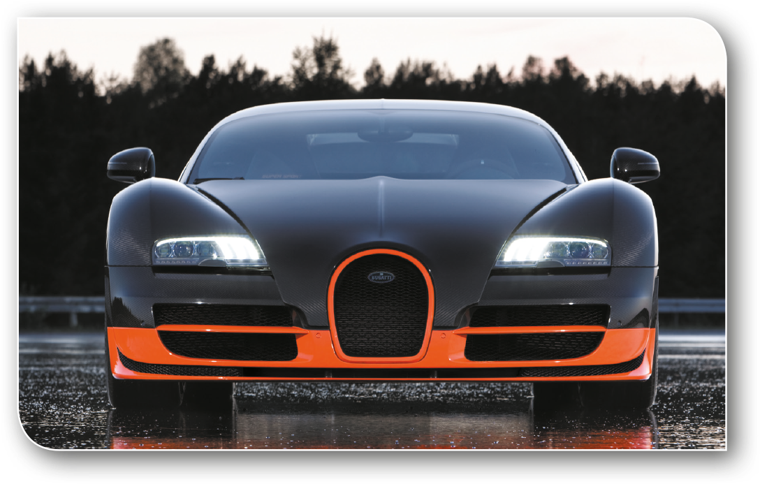 Bugatti Veyron Oranje Swart Vooraansig Muurpapier