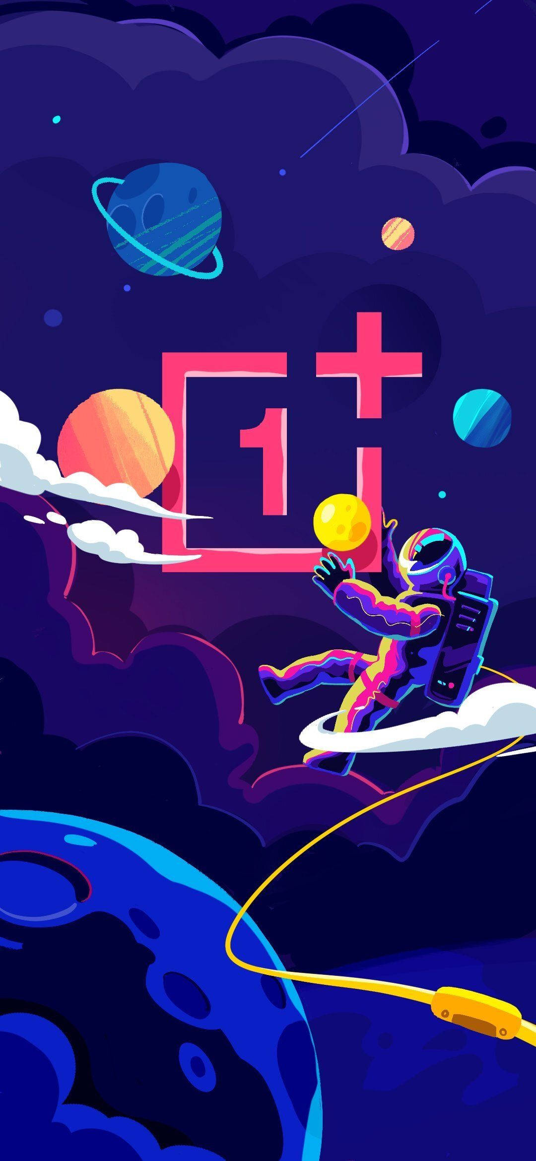 Buite Ruimte Met OnePlus 9R Logo Muurpapier