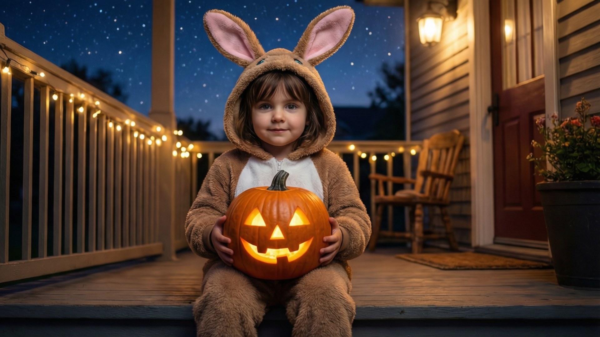 Bunny-onesie en Jack-O'-Lantern Muurpapier